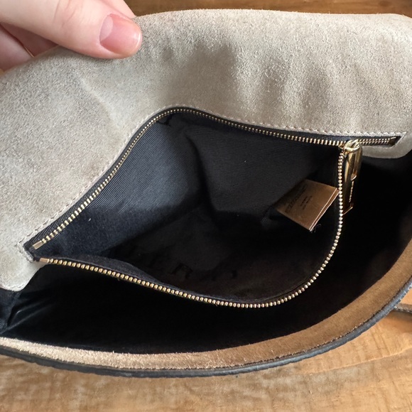 BURBERRY Mildenhall Large Signature Grain Leather Shoulder Bag Pearl Grey Chain - Picture 11 of 16